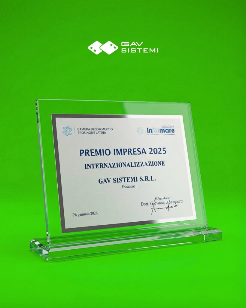 GAV Sistemi Awarded at Premio Impresa 2025: Innovation and Internationalization as a Strategic Trajectory 2 Dettaglio Seconda Placca